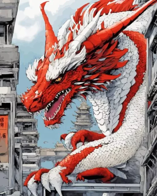 White Chinese Dragon Diamond Painting