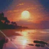 Beach With Moon Diamond Painting