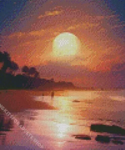 Beach With Moon Diamond Painting