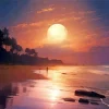 Beach With Moon Diamond Painting