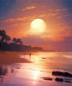 Beach With Moon Diamond Painting