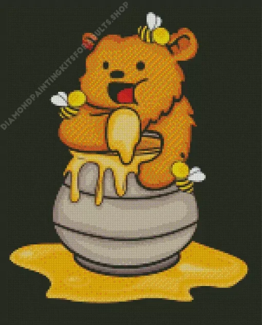 Bear Eating Honey Diamond Painting