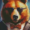 Bear With Glasses Art Diamond Painting