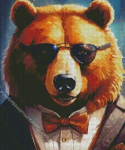 Bear With Glasses Art Diamond Painting