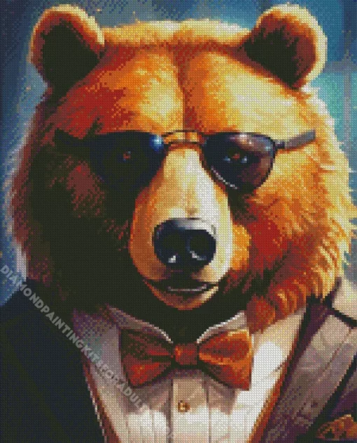 Bear With Glasses Art Diamond Painting