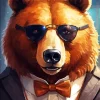 Bear With Glasses Art Diamond Painting