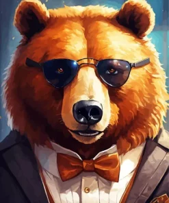 Bear With Glasses Art Diamond Painting