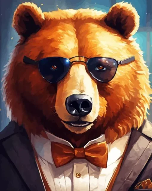 Bear With Glasses Art Diamond Painting