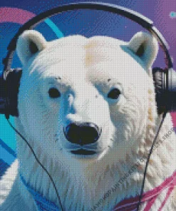 Bear With Headphones Diamond Painting