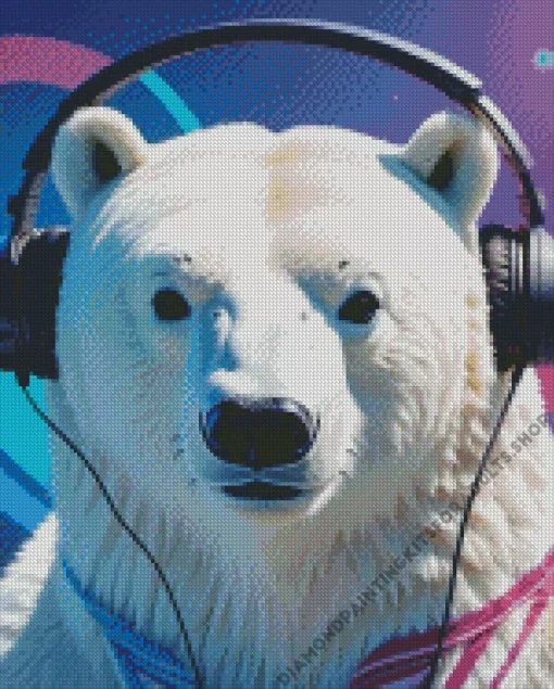 Bear With Headphones Diamond Painting