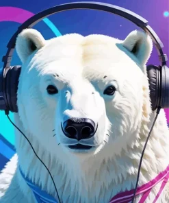 Bear With Headphones Diamond Painting