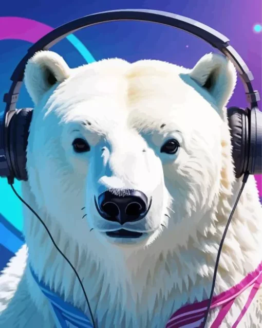 Bear With Headphones Diamond Painting