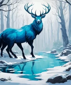 Blue Deer Diamond Painting