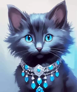 Blue Eyed Black Cat Diamond Painting