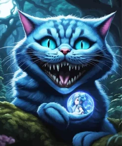 Alice In Wonderland Blue Cheshire Cat Diamond Painting