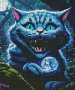 Alice In Wonderland Blue Cheshire Cat Diamond Painting