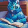 Anime Blue Tiger Reading Book Diamond Painting