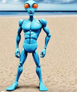 Blue Alien In The Beach Diamond Painting
