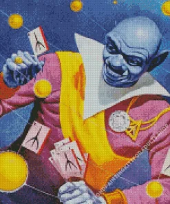 Blue Alien With Cards Diamond Painting