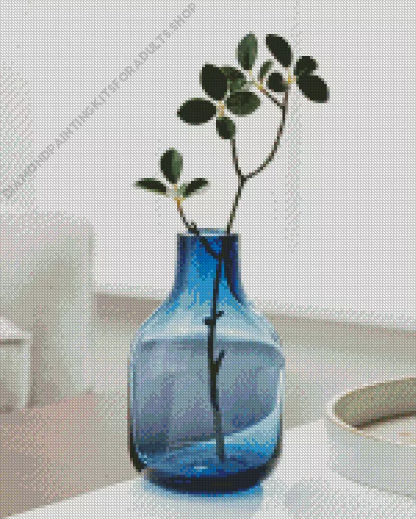Blue Glass Vase Diamond With Numbers Blue Glass Vase Diamond Painting