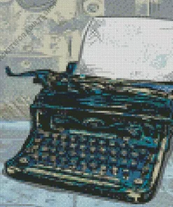 Blue Typewriter Diamond Painting