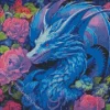 Blue Dragon And Flowers Diamond Painting