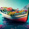 Boat Filled With Flowers Diamond Painting