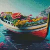 Boat Filled With Flowers Diamond Painting