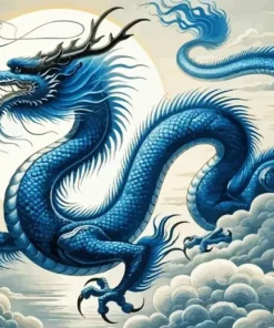 Chinese Blue Dragon Diamond Painting