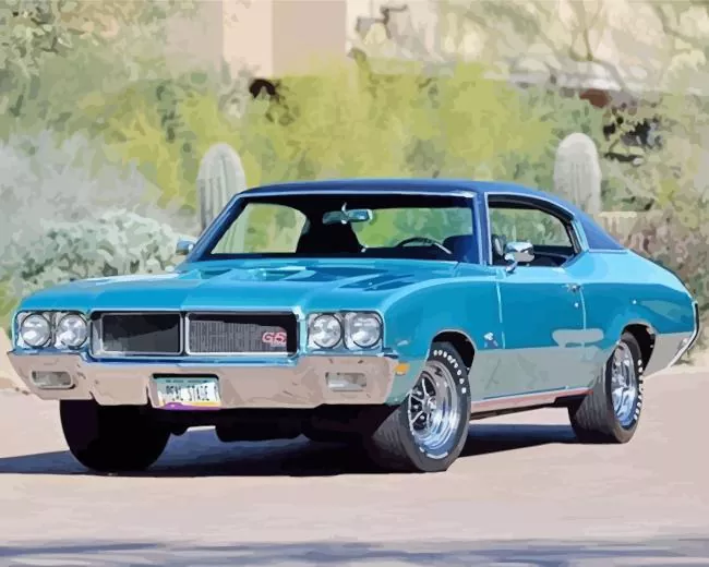 Classic blue buick skylark Diamond With Numbers Classic Blue Buick Skylark Diamond Painting