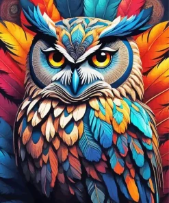 Colorful Bohemian Owl Diamond Painting