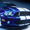 Dark Blue And White Mustang Diamond Painting