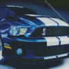 Dark Blue And White Mustang Diamond Painting