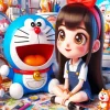 Doraemon And Girl Diamond Painting