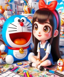 Doraemon And Girl Diamond Painting