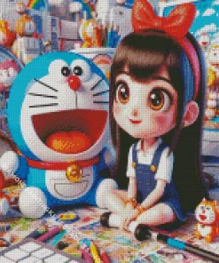 Doraemon And Girl Diamond Painting