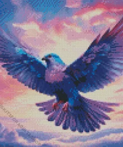 Flying Blue And Purple Bird Diamond Painting