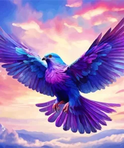 Flying Blue And Purple Bird Diamond Painting