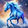 Galaxy Blue Unicorn Diamond Painting