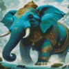 Golden Blue Elephant Diamond Painting