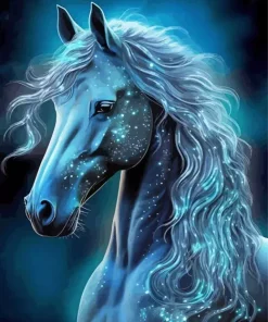 Magical Blue Black Horse Diamond Painting