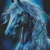 Magical Blue Black Horse Diamond Painting