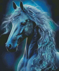 Magical Blue Black Horse Diamond Painting