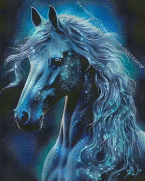 Magical blue black horse Diamond Paints Magical Blue Black Horse Diamond Painting