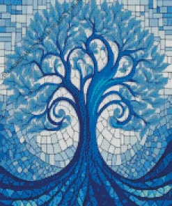 Mosaic Blue Tree Diamond Painting
