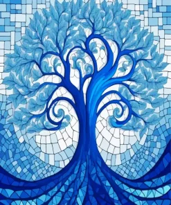 Mosaic Blue Tree Diamond Painting