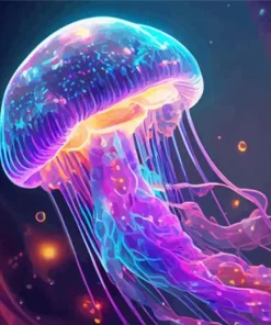 Neon Blue And Pink Jellyfish Diamond Painting