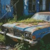 Old Blue Car Diamond Painting
