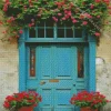 Old Blue Door Flowers Diamond Painting