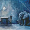 Sad Blue Elephant Diamond Painting